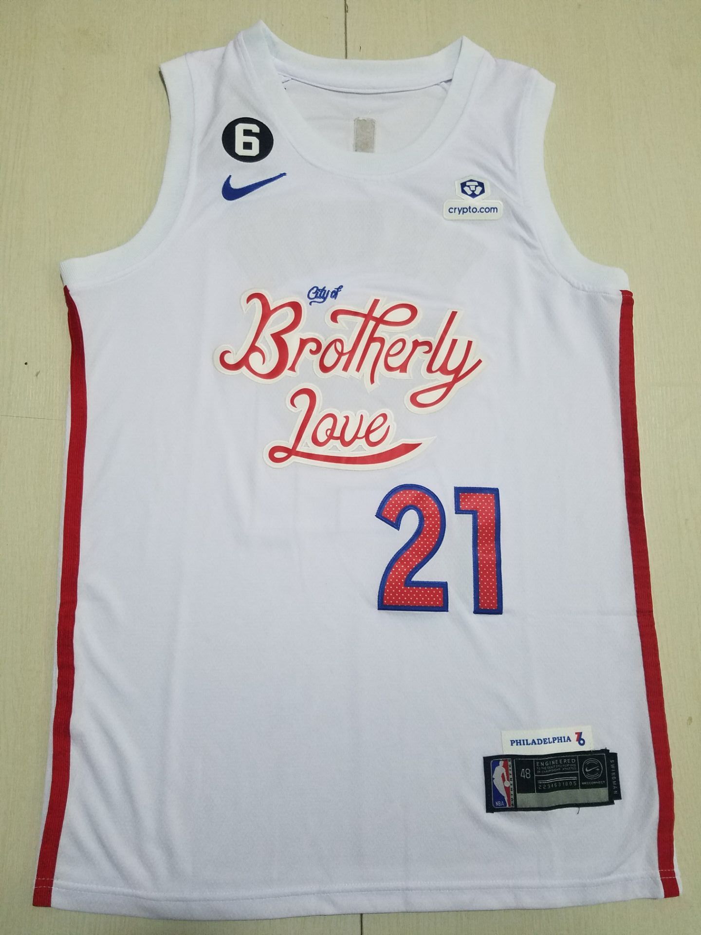 Men Philadelphia 76ers #21 Joel Embiid White City Edition 2022 NBA Jersey